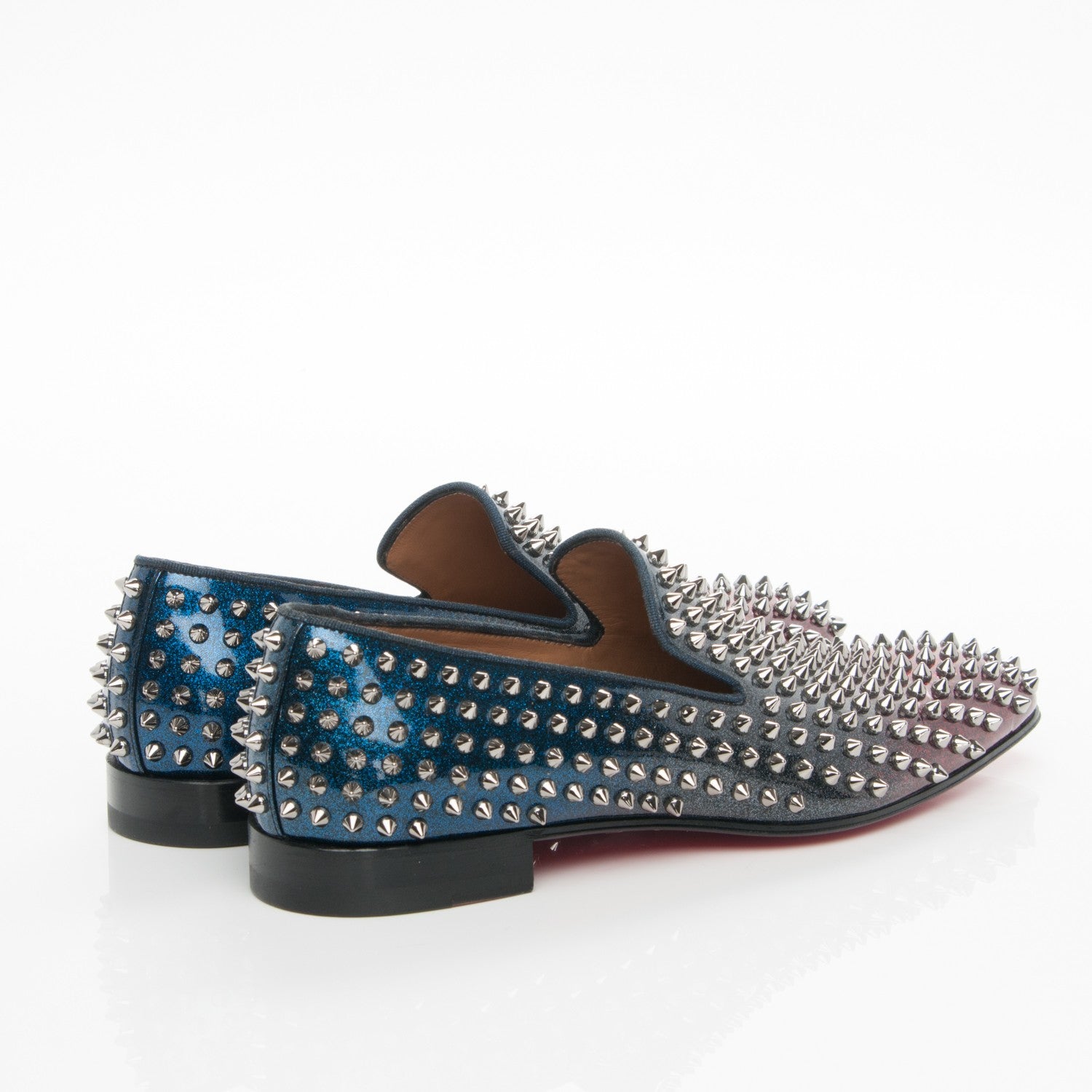 Christian Louboutin Mens Patent Dandelion Spikes Flat Loafers 43 Gunmetal Multi 4 of 7