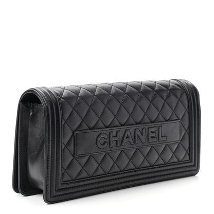 Chanel Lambskin Quilted Boy Flap Clutch Black 3 of 11