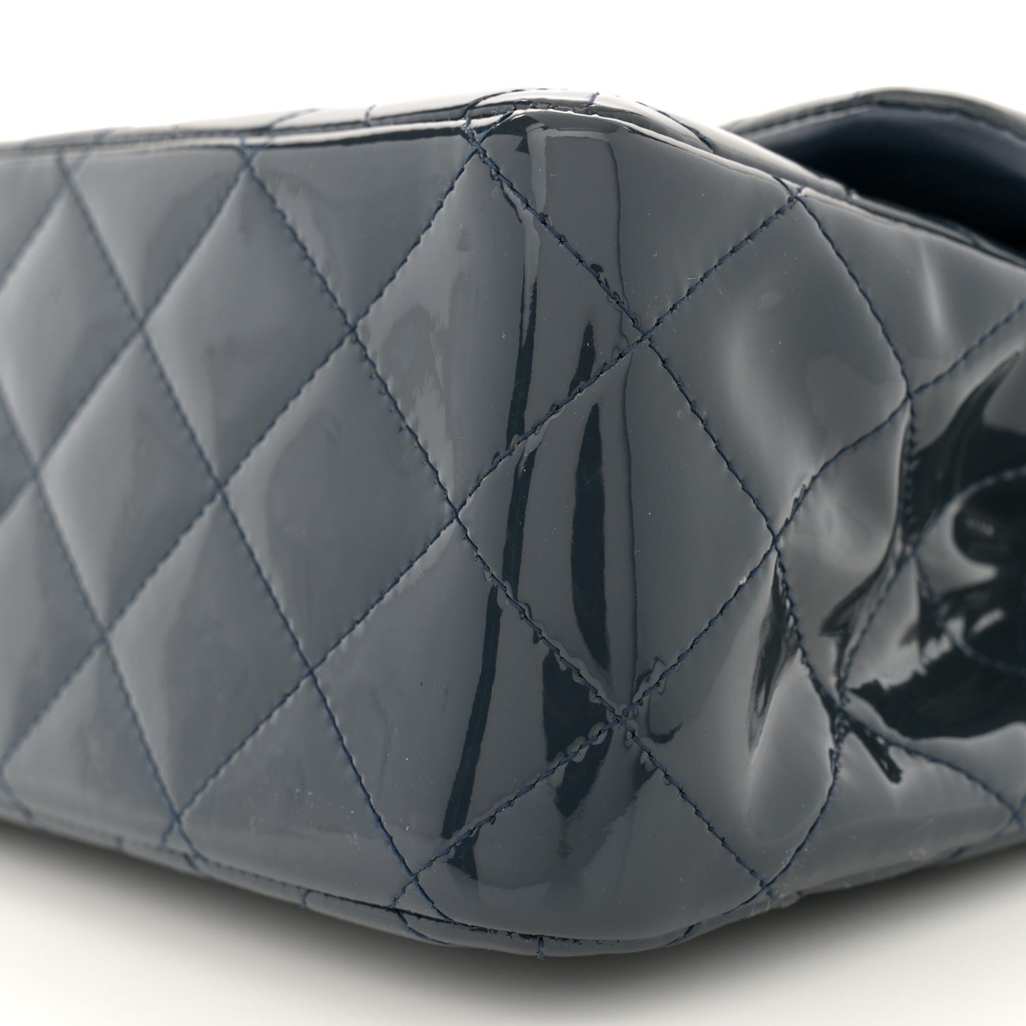 Patent Quilted Jumbo Double Flap Navy