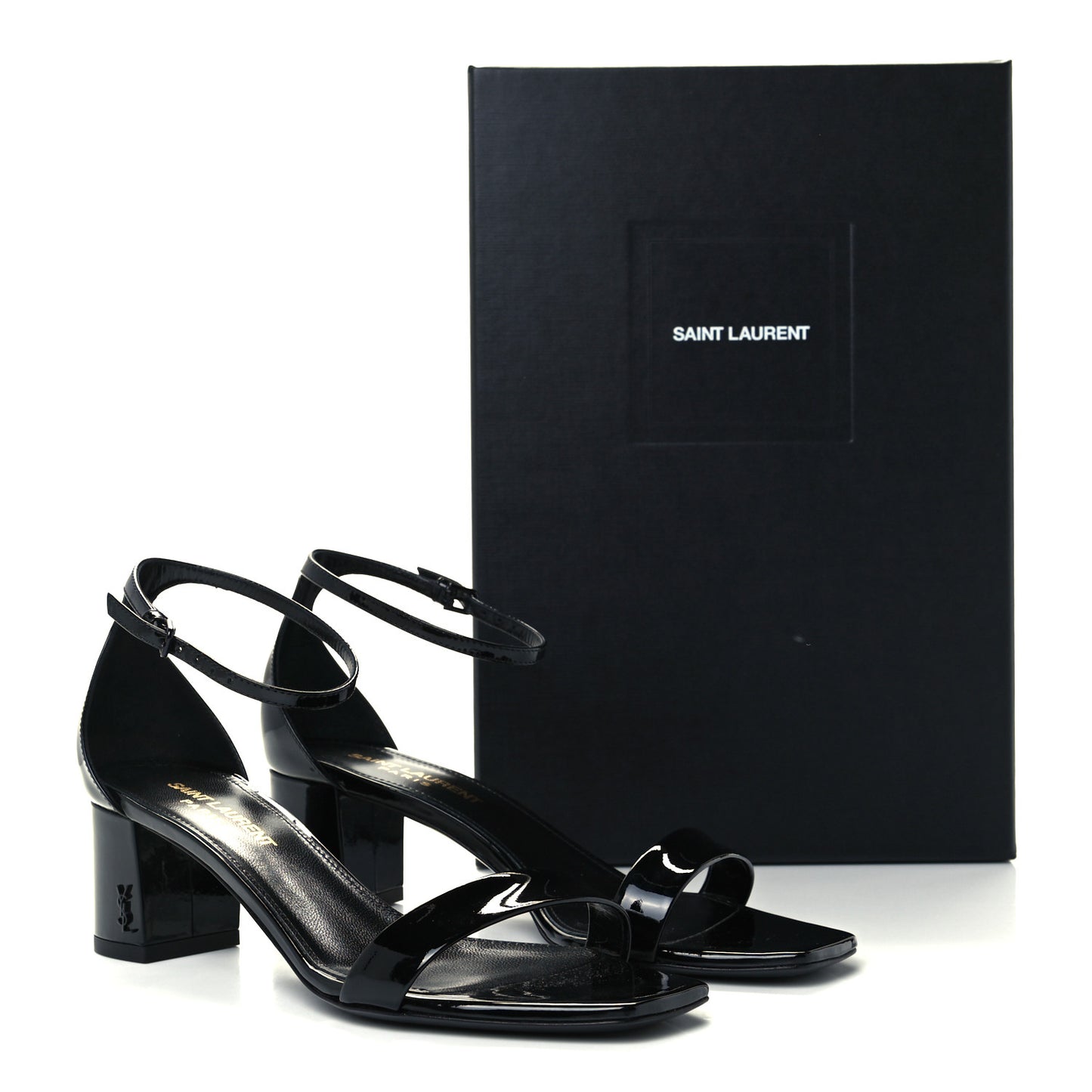 Patent Calfskin Loulou Ankle Strap Sandals 36.5 Black