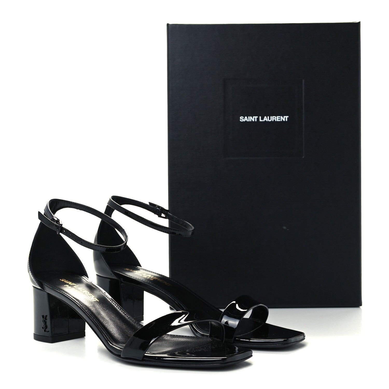 Saint Laurent Patent Calfskin Loulou Ankle Strap Sandals 36.5 Black 12 of 12