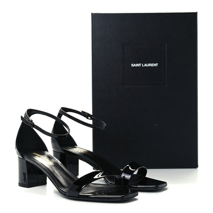 Saint Laurent Patent Calfskin Loulou Ankle Strap Sandals 36.5 Black 12 of 12