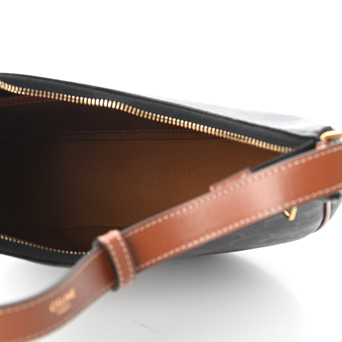 Triomphe Canvas Calfskin Ava Shoulder Bag Tan