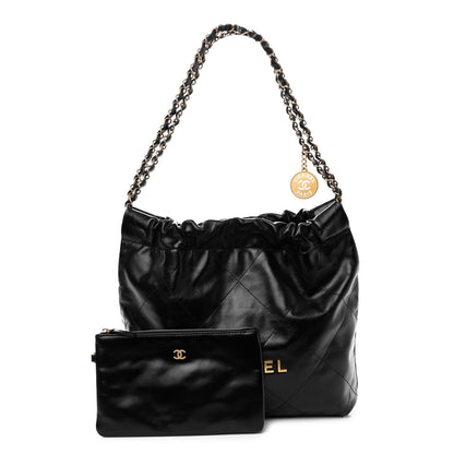 Chanel Shiny Calfskin Quilted Small Chanel 22 Black 1 of 11