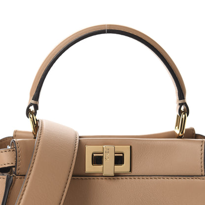 Fendi Vitello Seta Nabuk Pequin Mini Peekaboo Iconic Satchel Cuoio Tobacco Moro 11 of 11