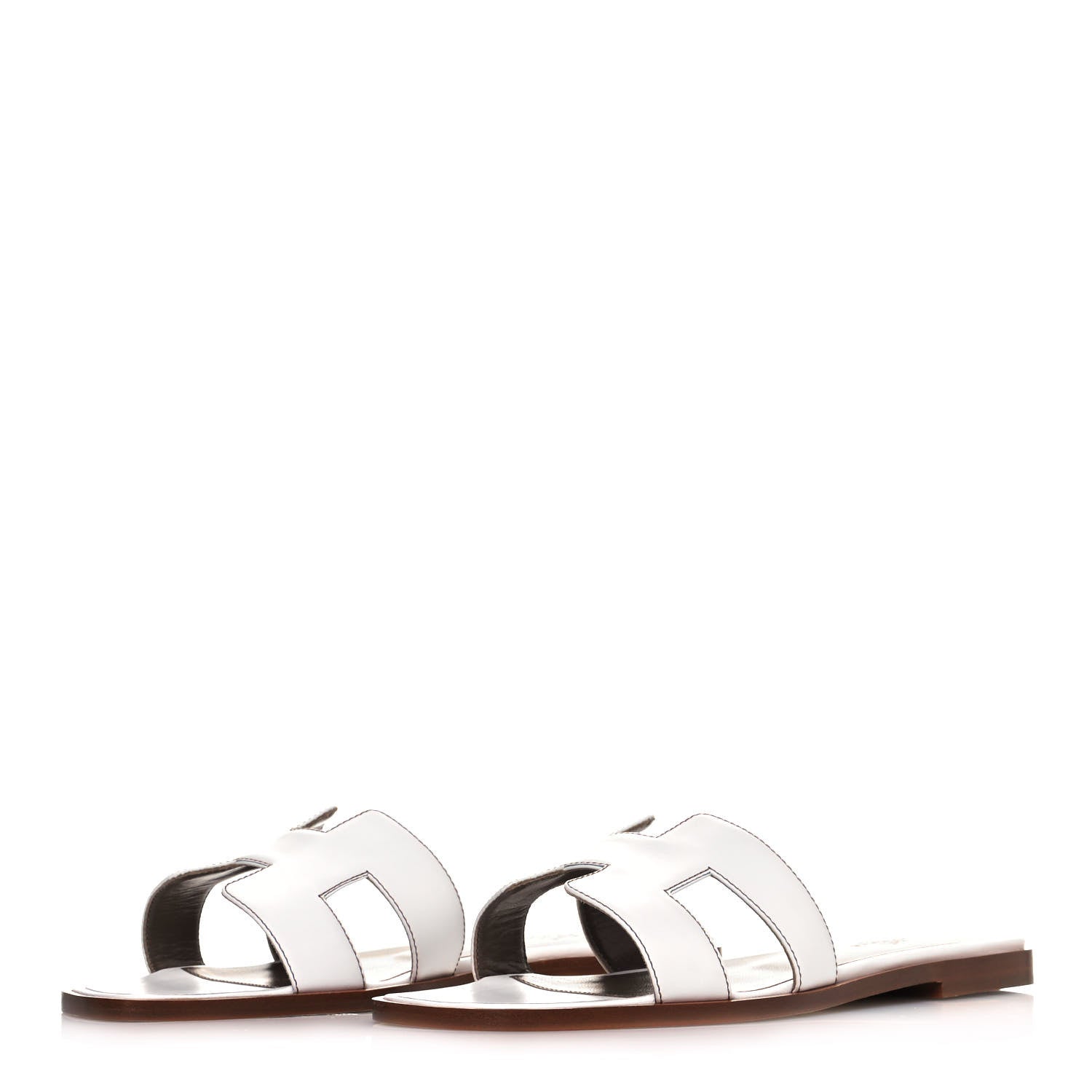 Hermes Box Calfskin Oran Sandals 38 White 3 of 8