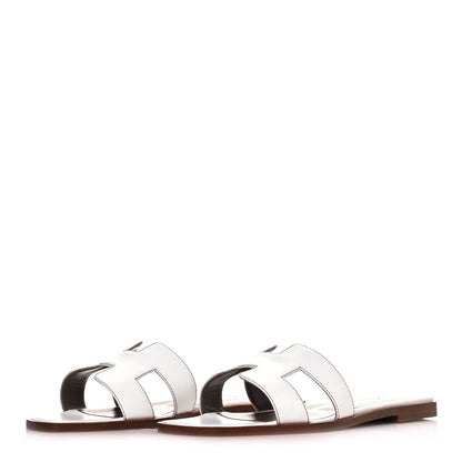 Hermes Box Calfskin Oran Sandals 38 White 3 of 8