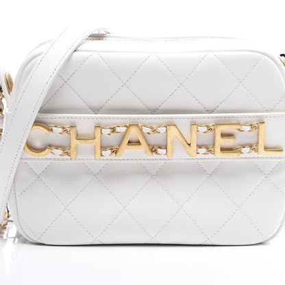 Chanel Calfskin Quilted Enchained Camera Case Bag White 9 of 10