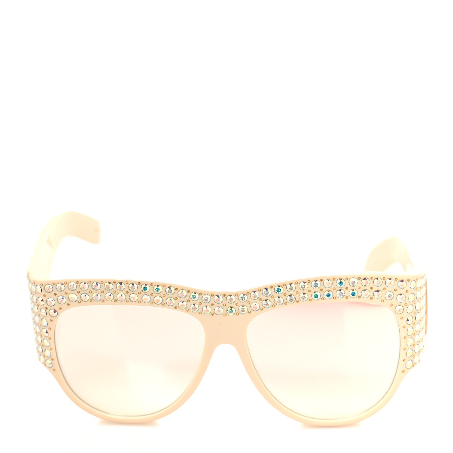 Gucci Acetate Crystal Oversize Hollywood Forever Sunglasses GG0144S Ivory 2 of 9