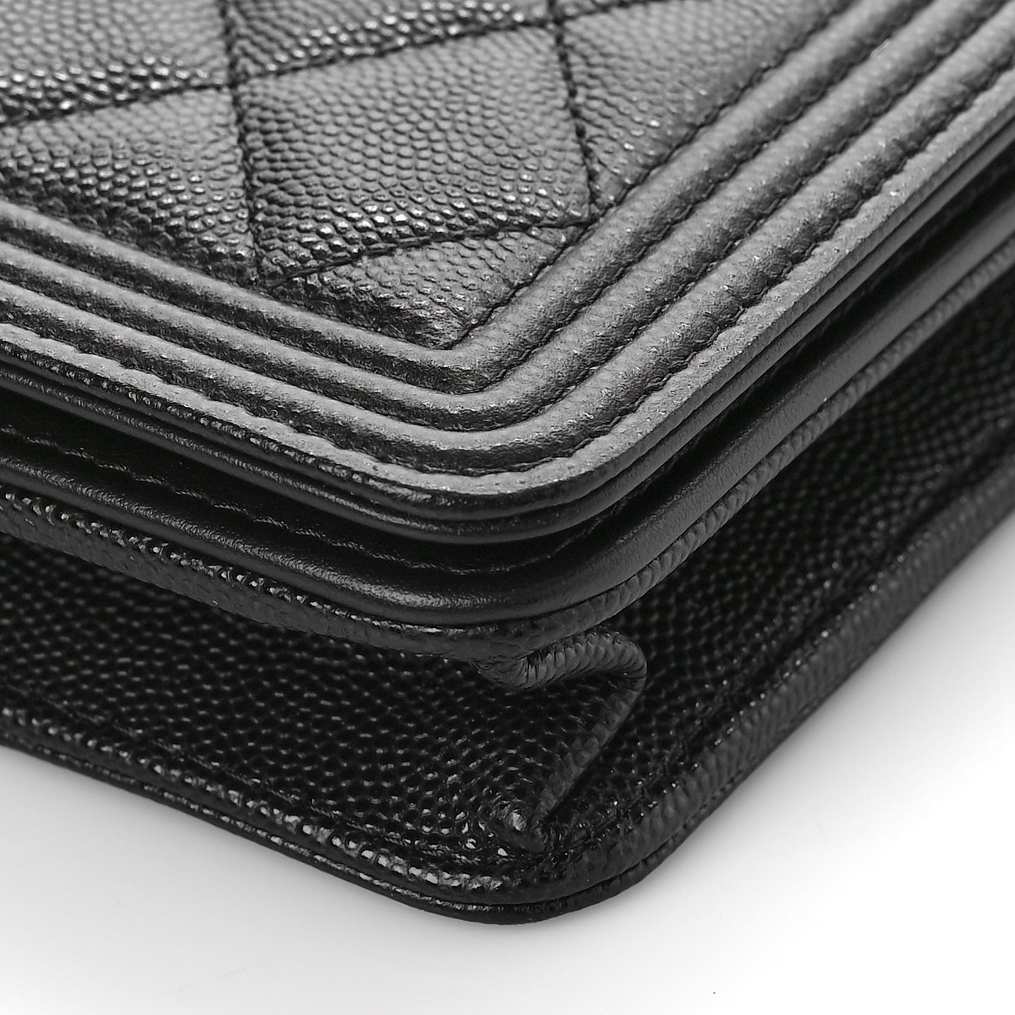 Caviar Quilted Boy Wallet On Chain WOC Black
