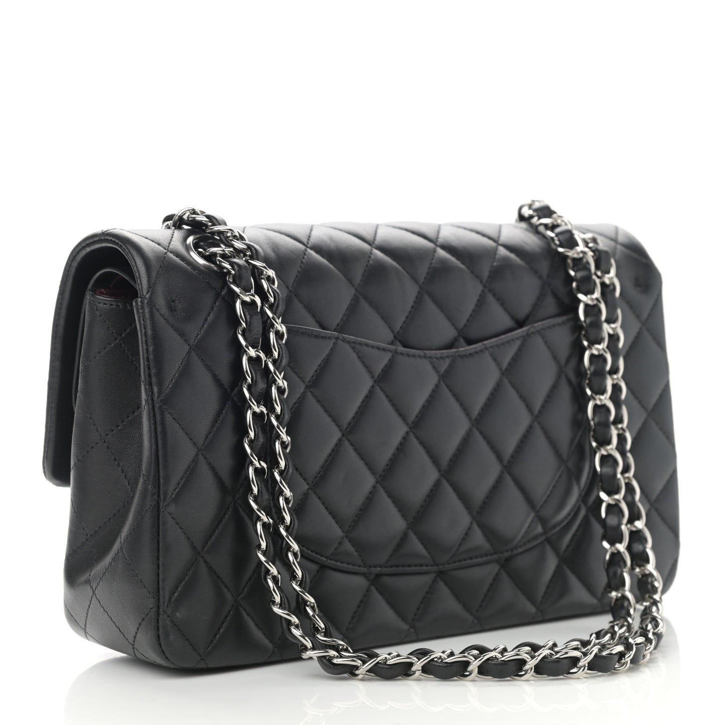 Lambskin Quilted Medium Double Flap Black