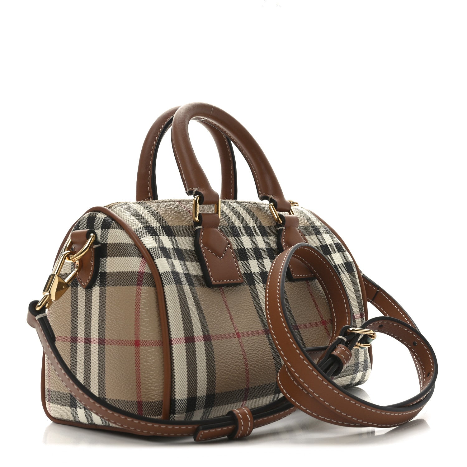 Burberry Vintage Check Mini Bowling Bag Briar Brown 3 of 9