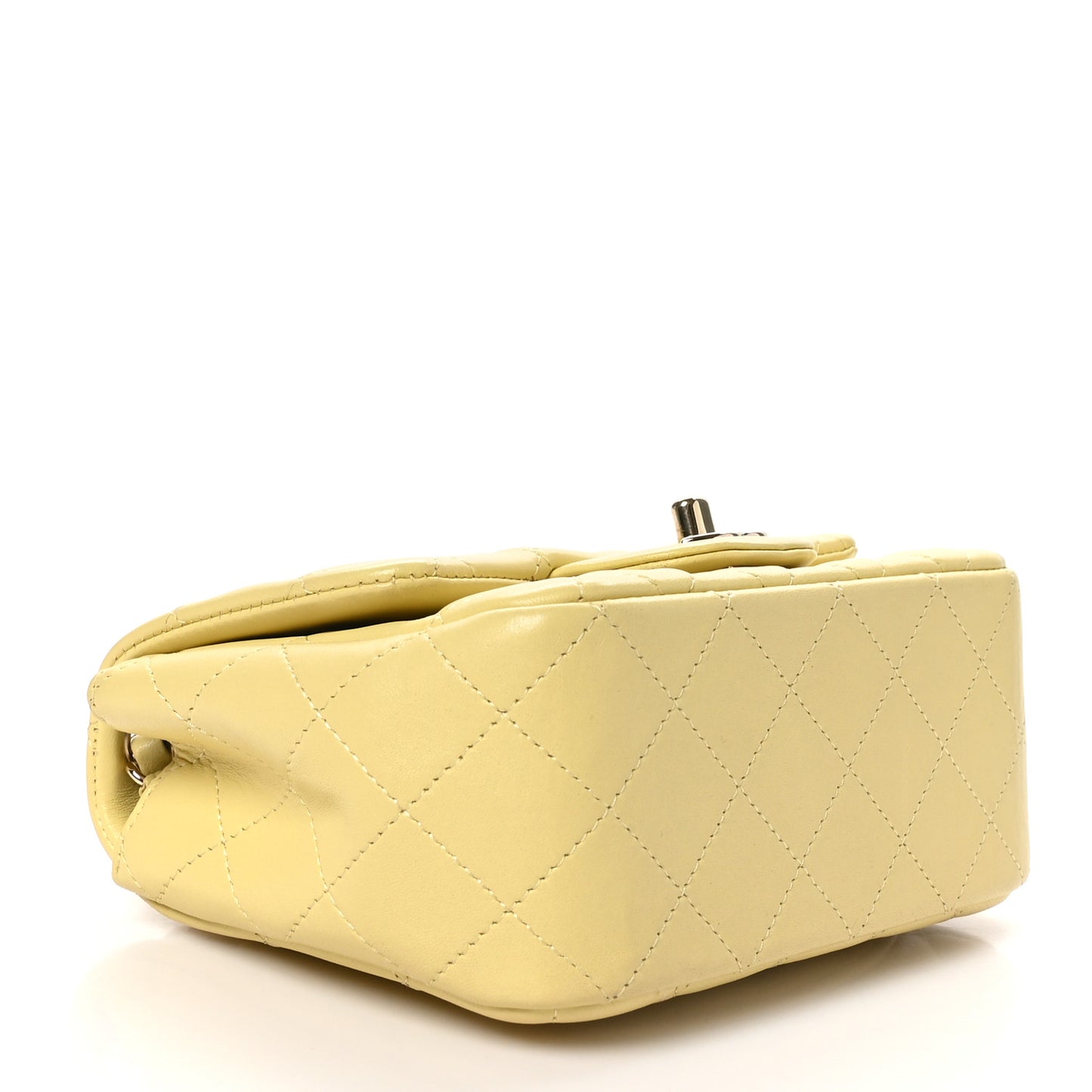Lambskin Quilted Mini Square Flap Light Yellow