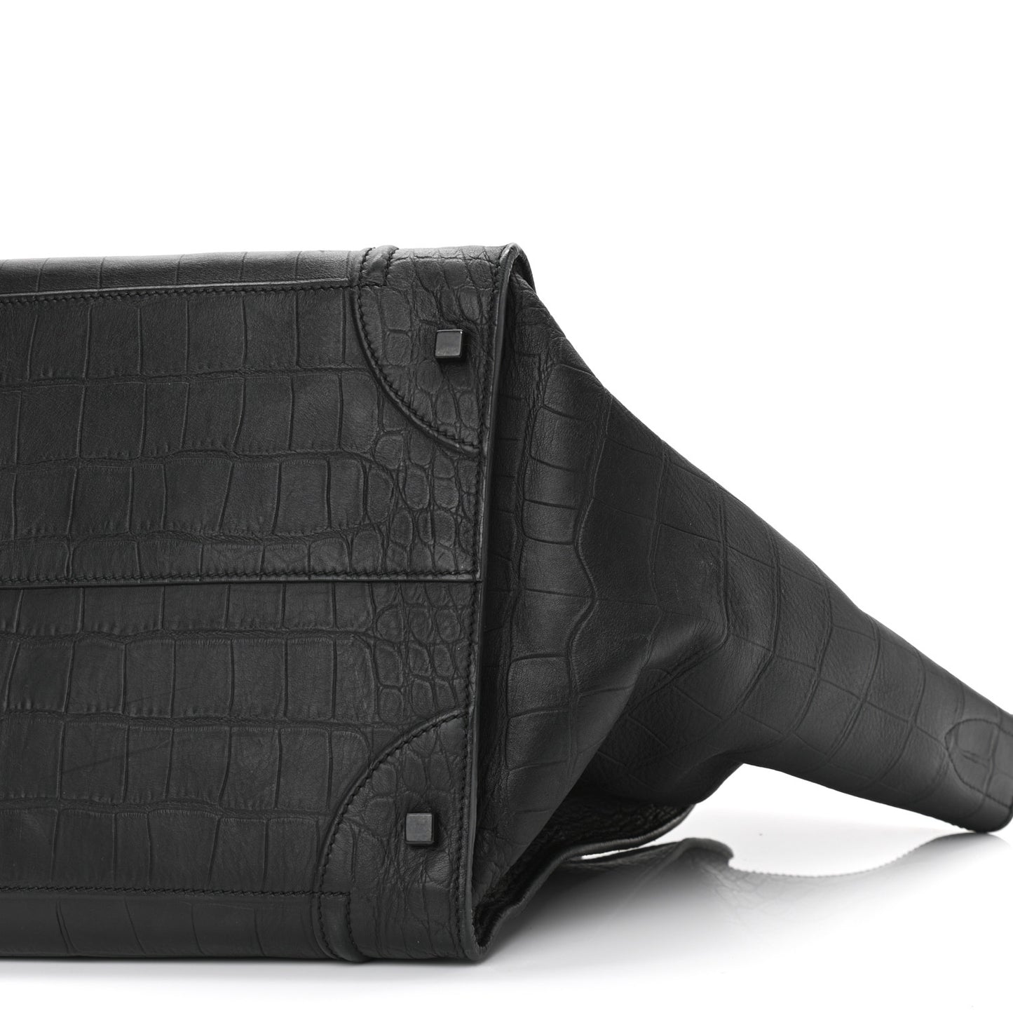 Crocodile Embossed Calfskin Large Phantom Luggage Black