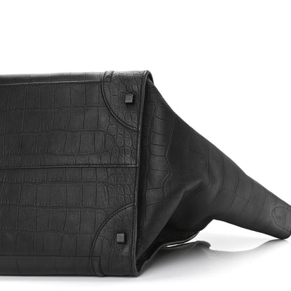 Celine Crocodile Embossed Calfskin Large Phantom Luggage Black 8 of 8