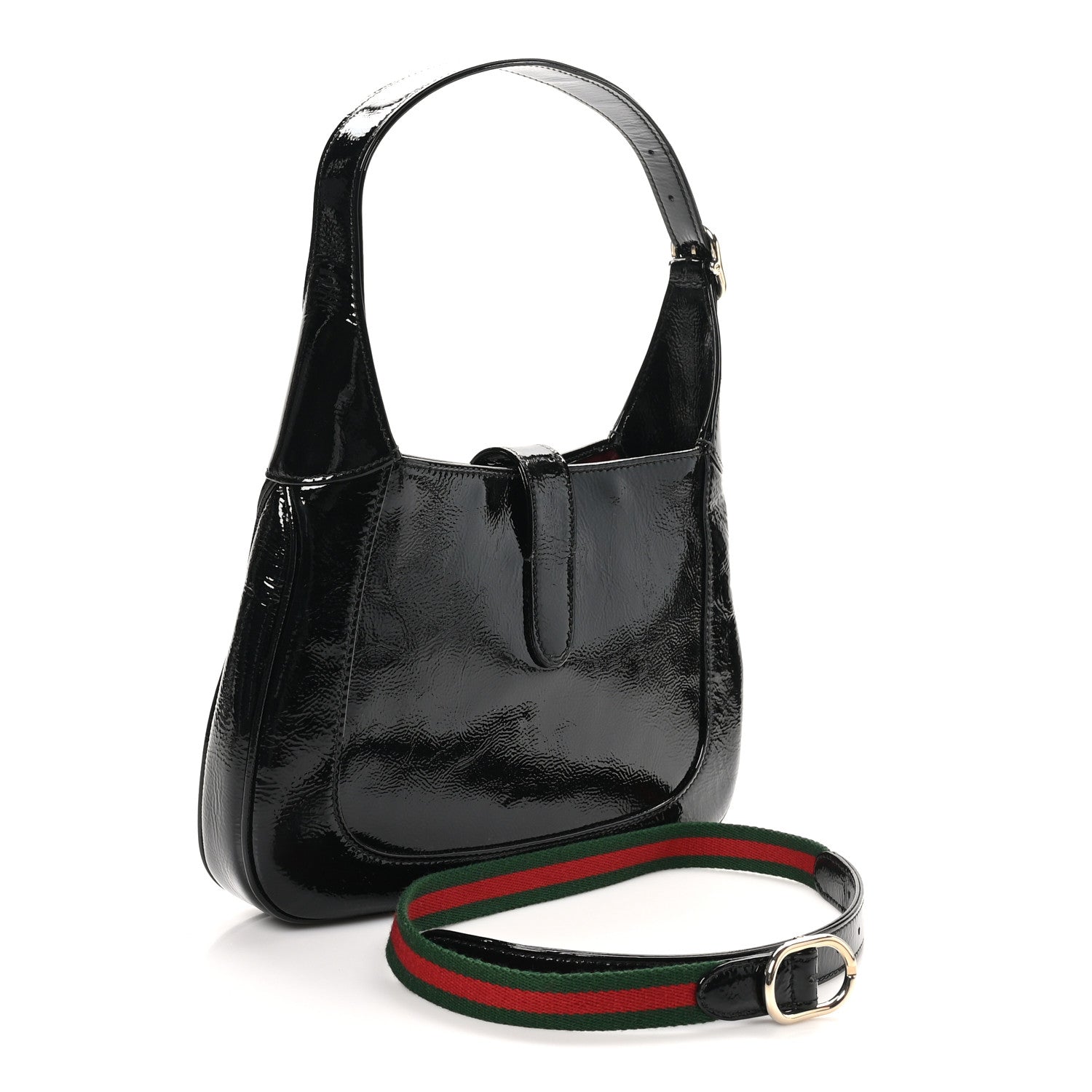 Gucci Patent Calfskin Small Jackie Shoulder Bag Black 3 of 10