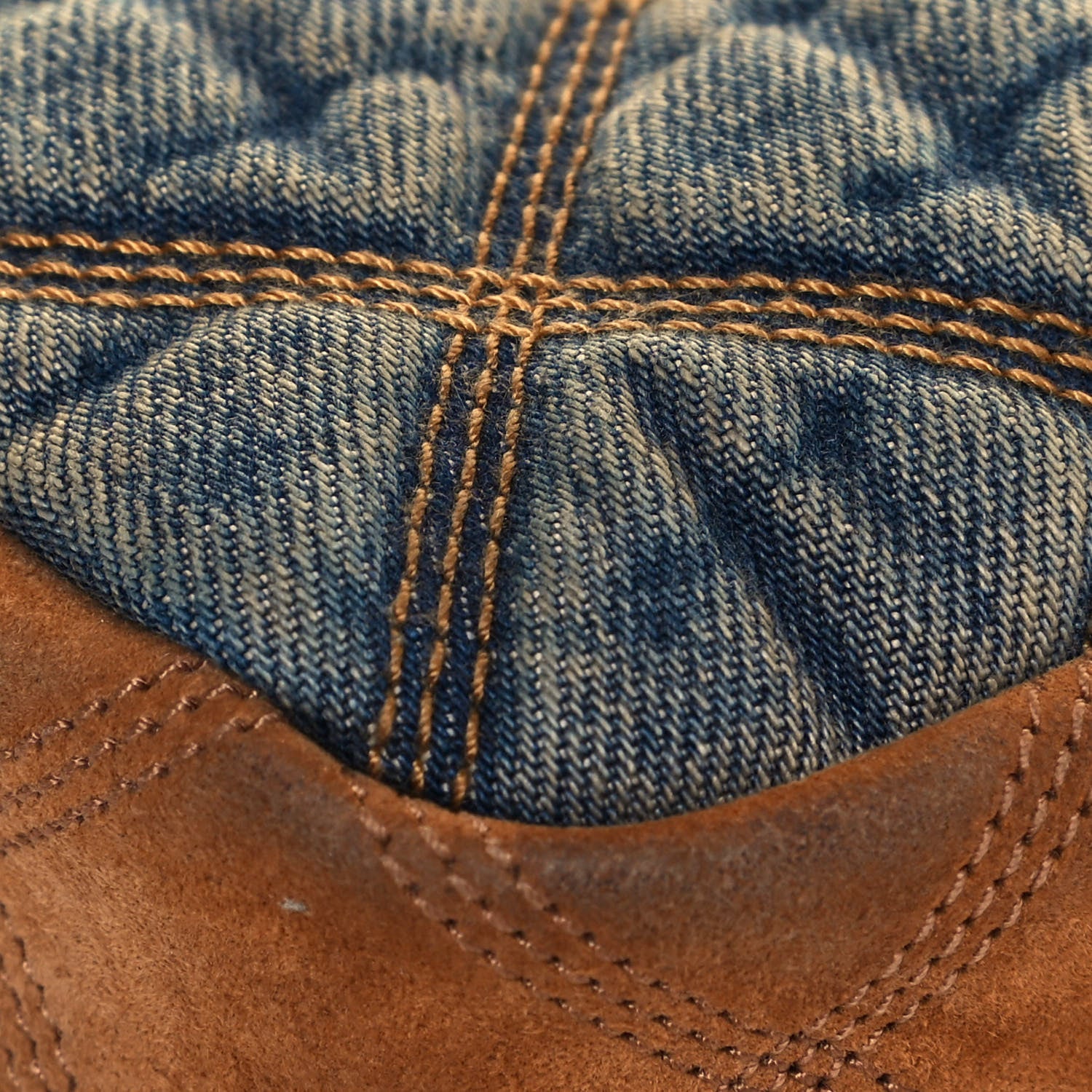 Saint Laurent Suede Denim Quilted Mini Becky Double Zip Bag Blue Cinnamon 8 of 13