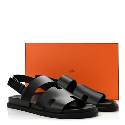 Hermes Calfskin Mens Genius Sandals 44 Black 11 of 11
