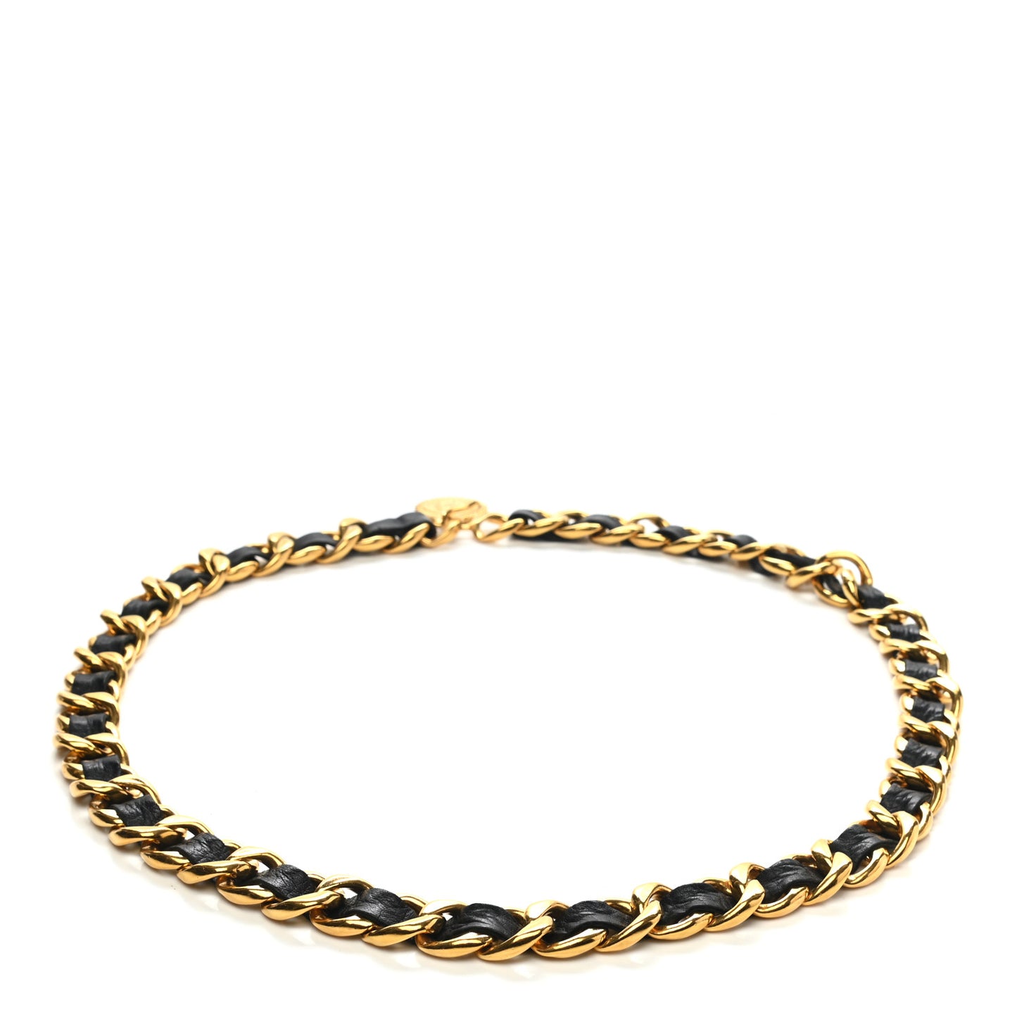 Lambskin Chain CC Medallion Belt Black Gold