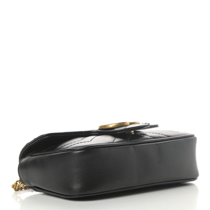 Gucci Calfskin Matelasse Super Mini GG Marmont Shoulder Bag Black 4 of 11