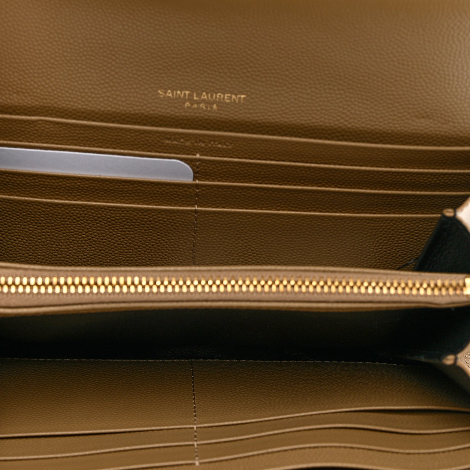 Saint Laurent Grain De Poudre Matelasse Chevron Monogram Flap Wallet Dark Latte 4 of 7