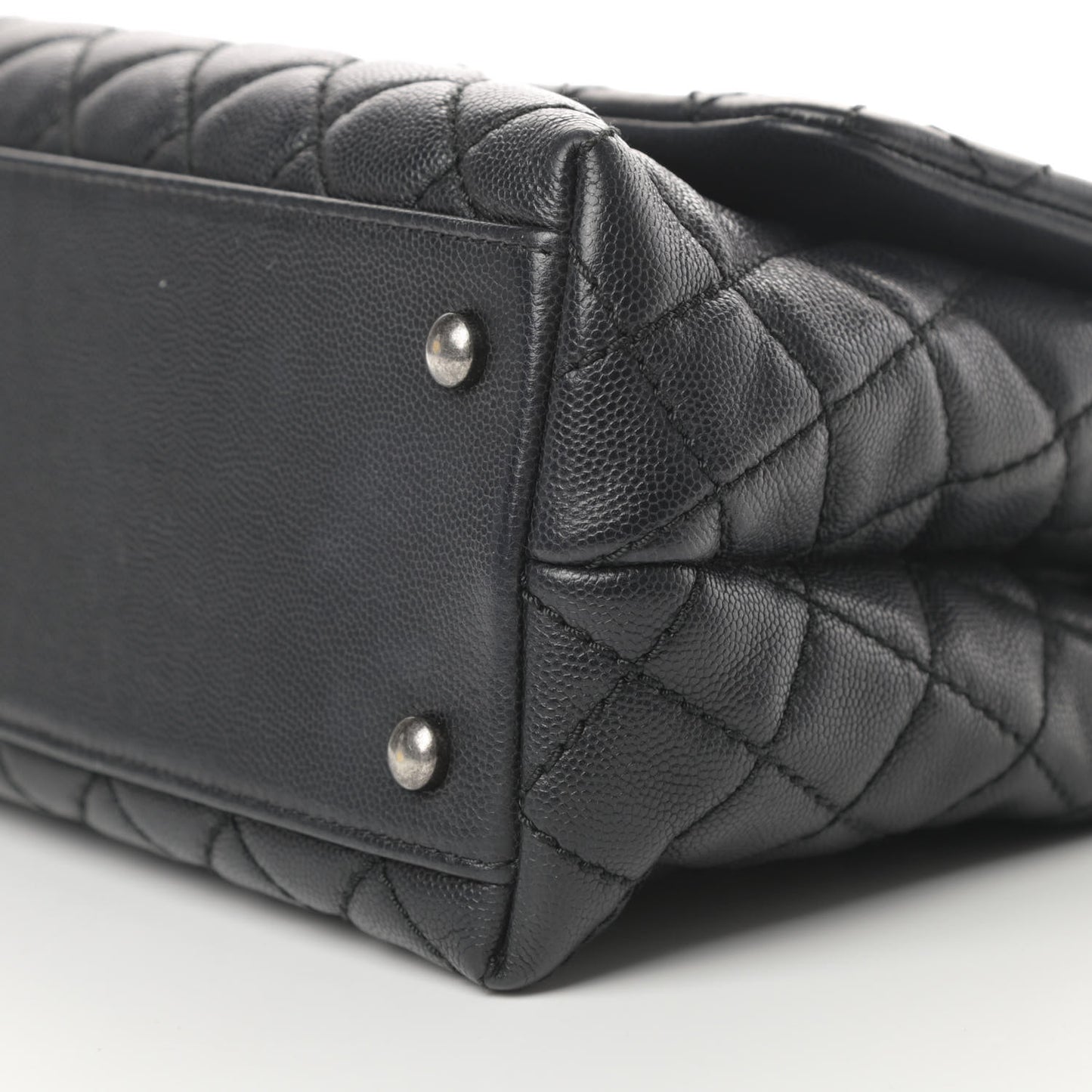 Caviar Quilted Small Coco Handle Flap Black