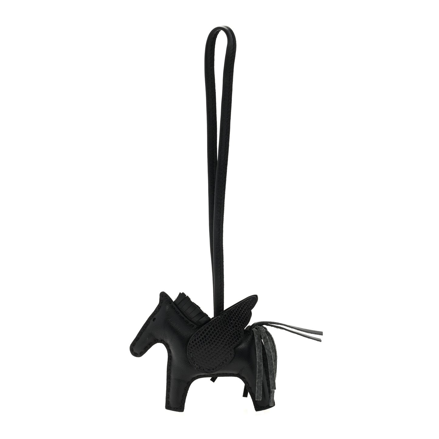 Milo Lambskin Lizard Touch Grigri Rodeo Pegase Horse Bag Charm PM So Black