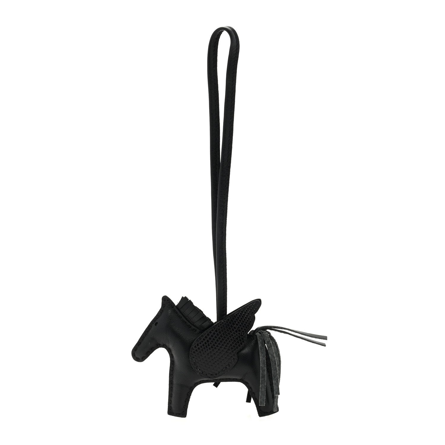 Hermes Milo Lambskin Lizard Touch Grigri Rodeo Pegase Horse Bag Charm PM So Black 1 of 3
