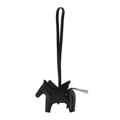 Hermes Milo Lambskin Lizard Touch Grigri Rodeo Pegase Horse Bag Charm PM So Black 1 of 3