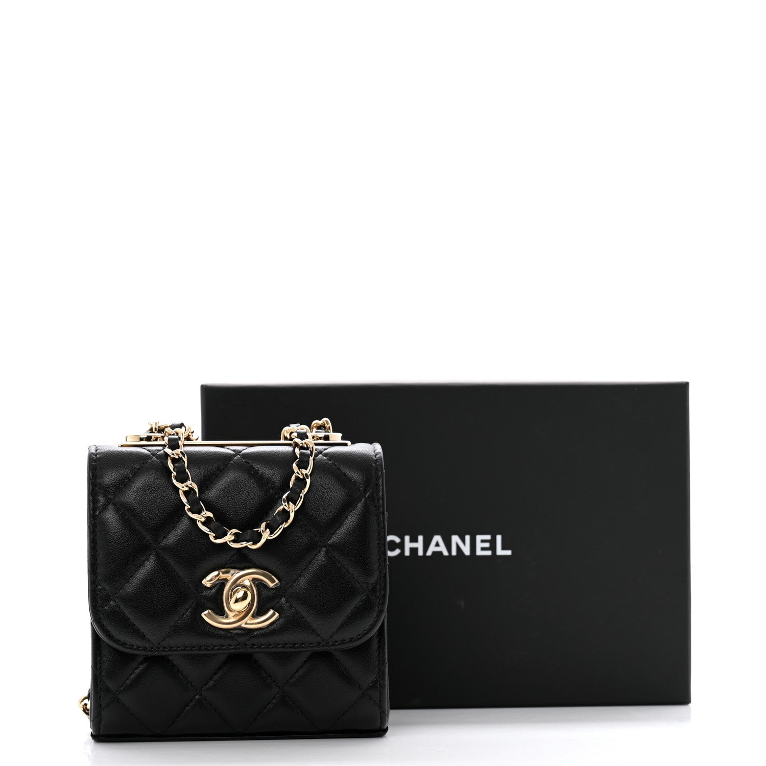 Chanel Lambskin Quilted Mini Trendy CC Clutch With Chain Black 12 of 12