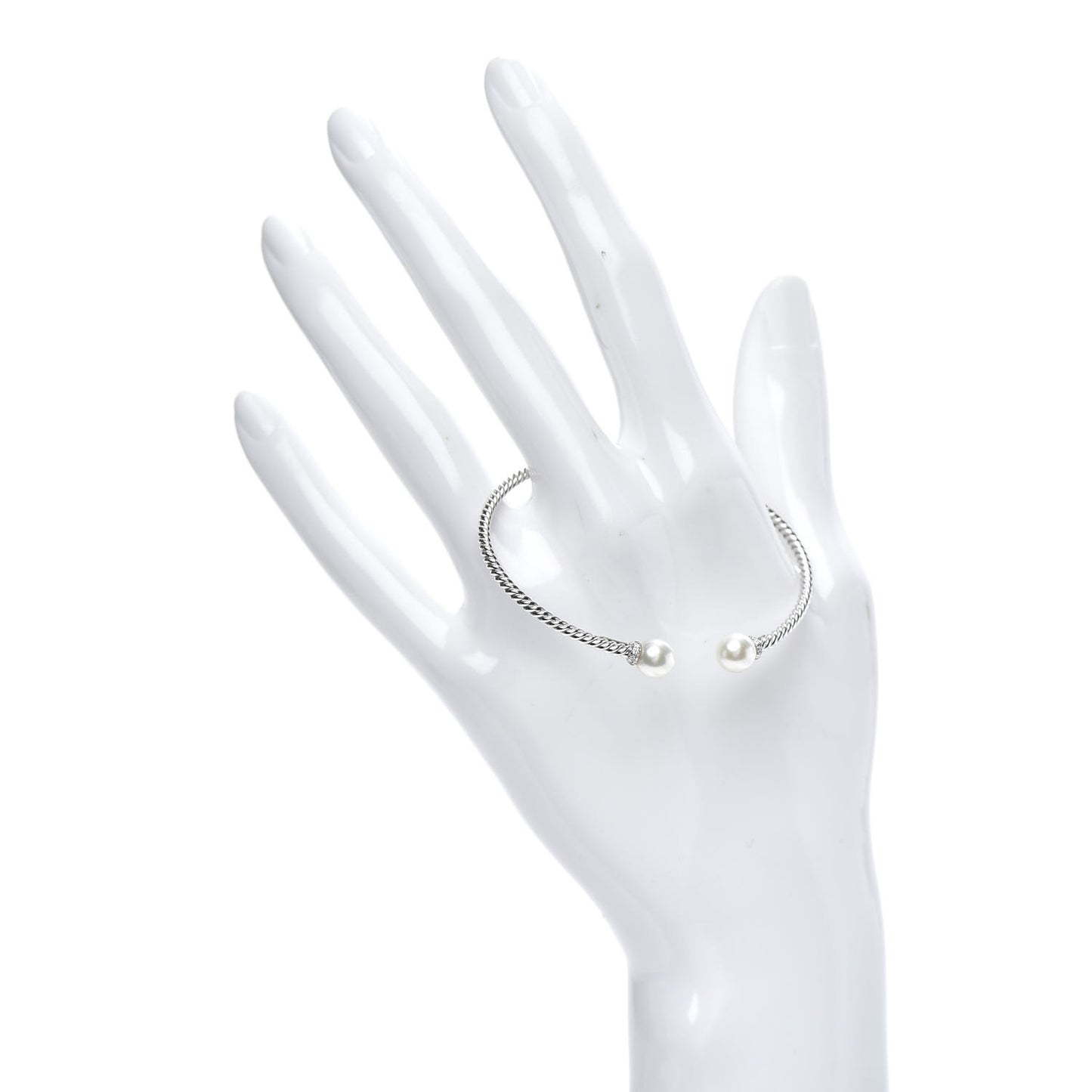 18K White Gold Diamond Pearl 7mm Solari Bracelet