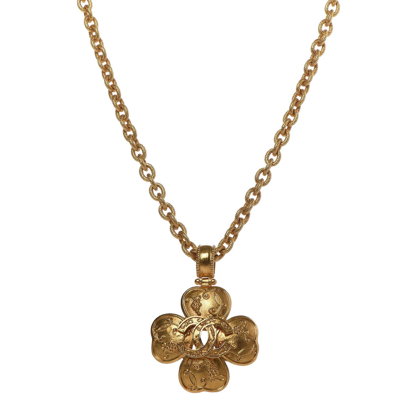 CC Pendant Chain Necklace Gold