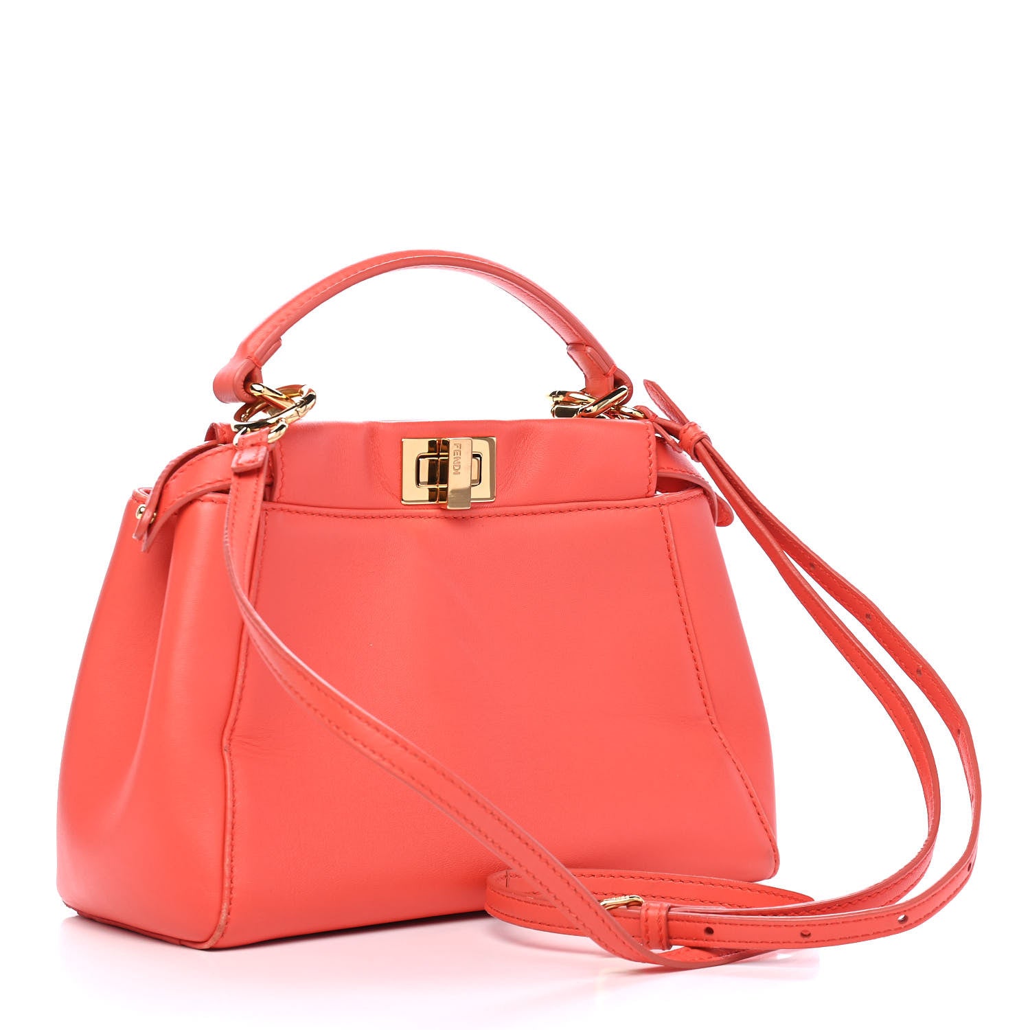 Fendi Nappa Mini Peekaboo Iconic Satchel Azalea 3 of 12