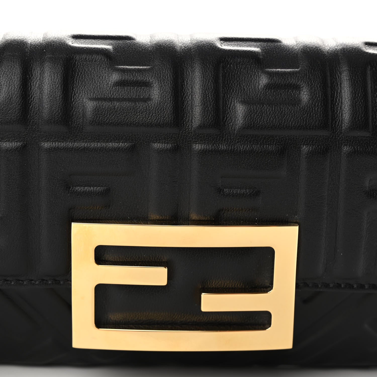 Fendi Nappa FF 1974 Embossed Phone Baguette Black 7 of 9