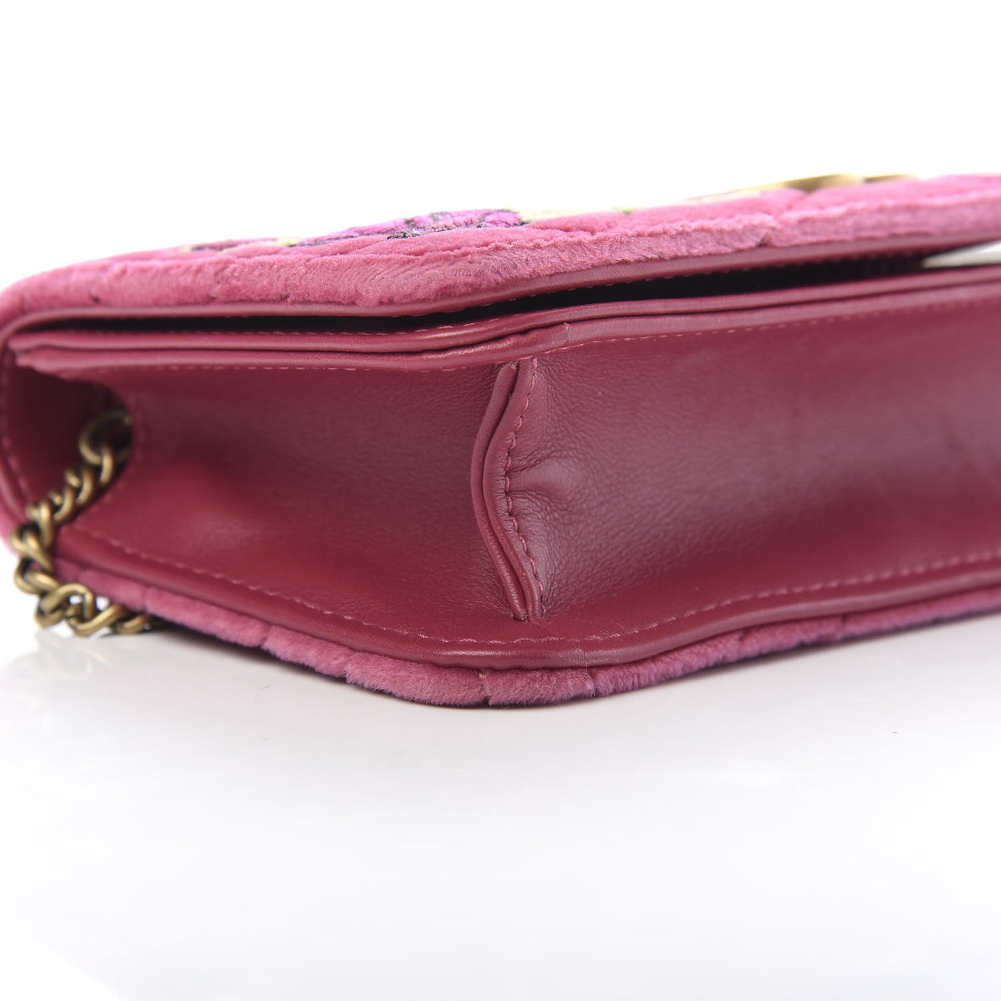 Velvet Matelasse Love Embroidered GG Marmont Mini Bag Light Raspberry Rose