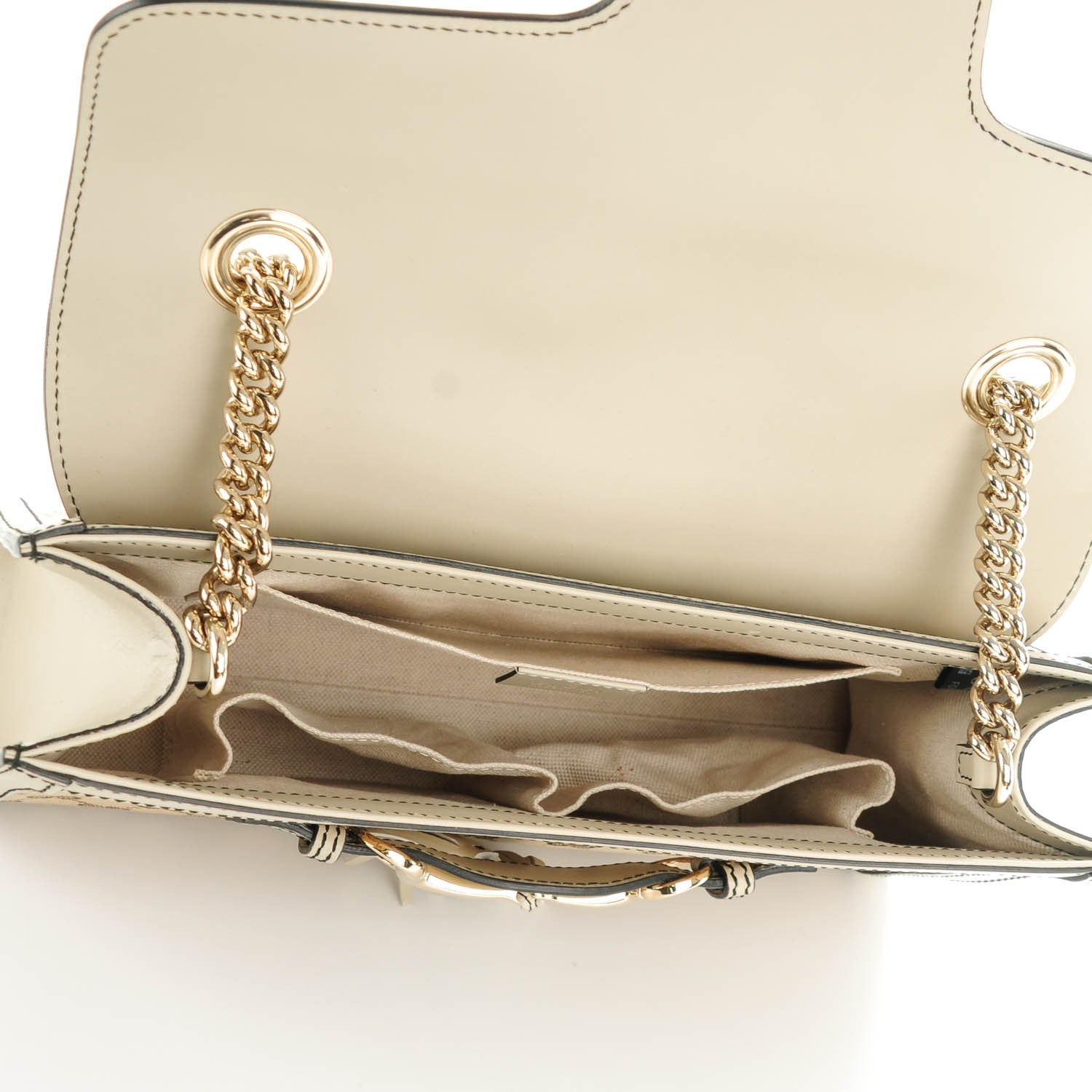 Gucci Monogram Margaux Calfskin Medium Emily Chain Shoulder Bag Beige Ebony Mystic White 5 of 7