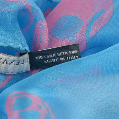 Alexander McQueen Silk Chiffon Skull Scarf Blue Pink 4 of 5