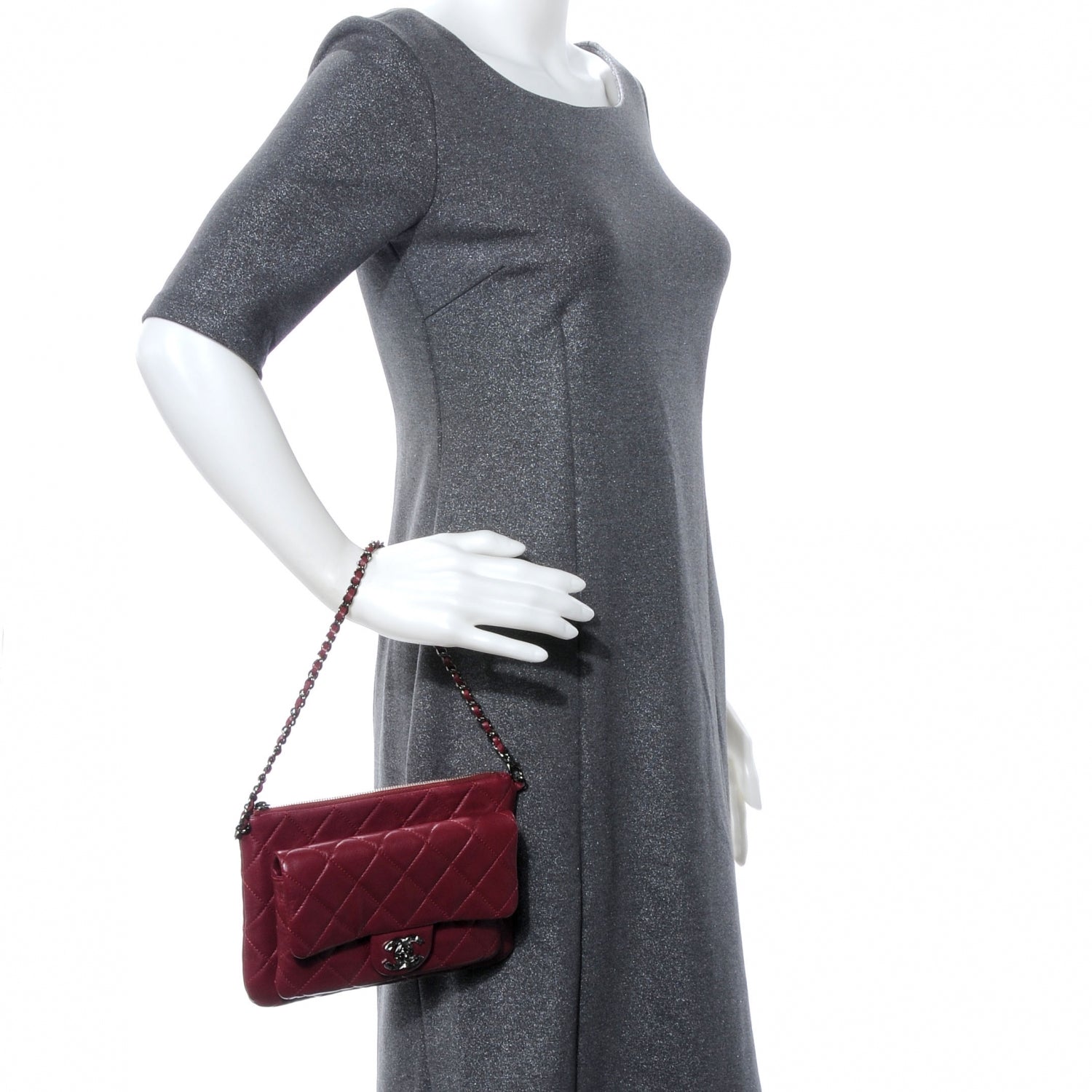 Chanel Lambskin Mineral Nights Flap Wristlet Dark Red 2 of 9