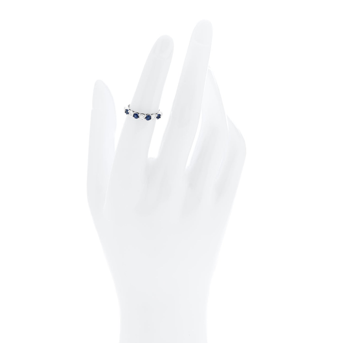 Platinum Diamond Blue Sapphire Embrace Half Circle Ring 49 5
