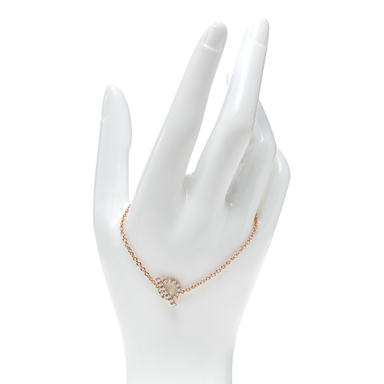 Hermes 18K Rose Gold Diamond Finesse Bracelet LG 2 of 5