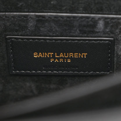 Saint Laurent Calfskin Crocodile Embossed Medium Monogram Sunset Black 6 of 10