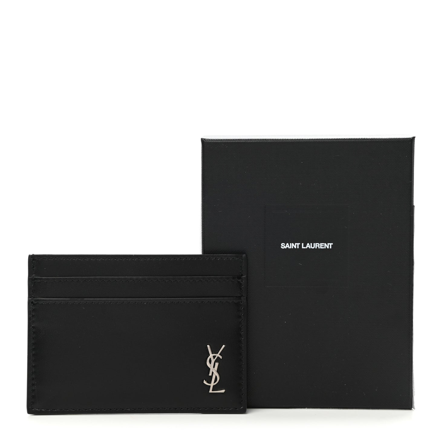 Calfskin Tiny Cassandre Credit Card Case Black