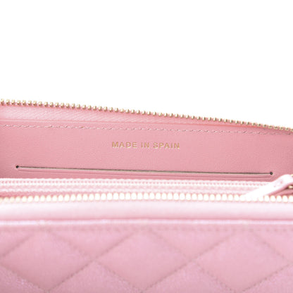 Chanel Iridescent Caviar Quilted Medium Zip Around Wallet Pink 7 of 9