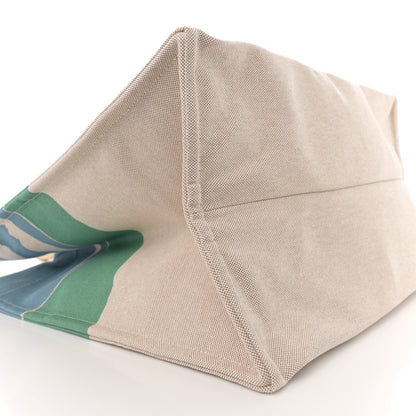 Hermes H Canvas Printed Escale A La Plage Beach Bag Or 9 of 10