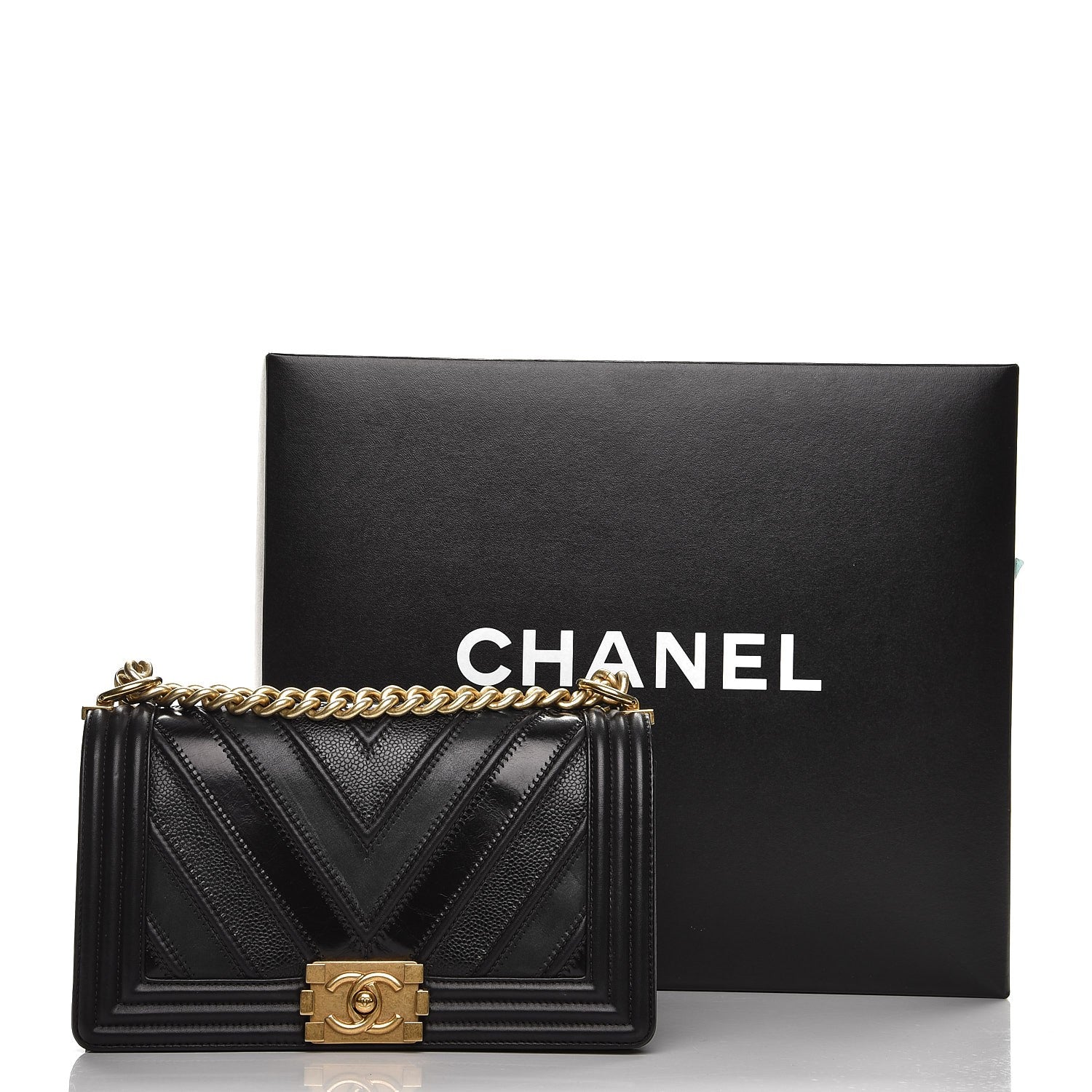 Chanel Caviar Suede Calfskin Chevron Medium Boy Flap Black 10 of 10