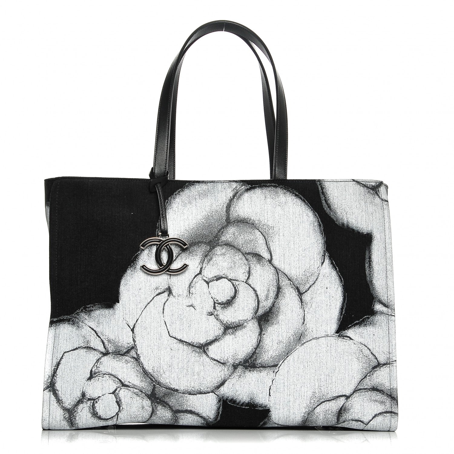 Chanel Canvas Large Camellia Shopping Tote White 1 of 7
