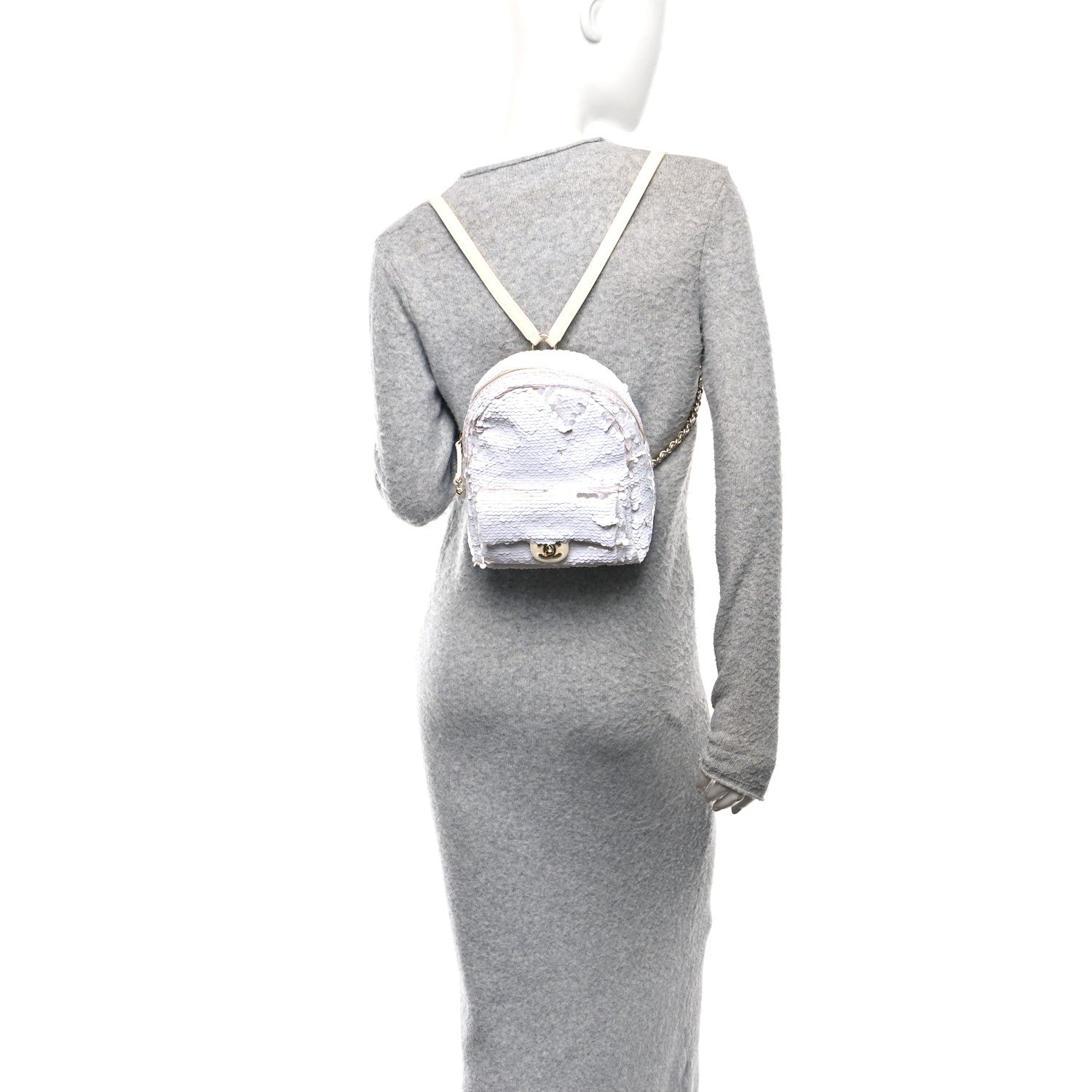 Chanel Sequin Lambskin CC Backpack White 2 of 10