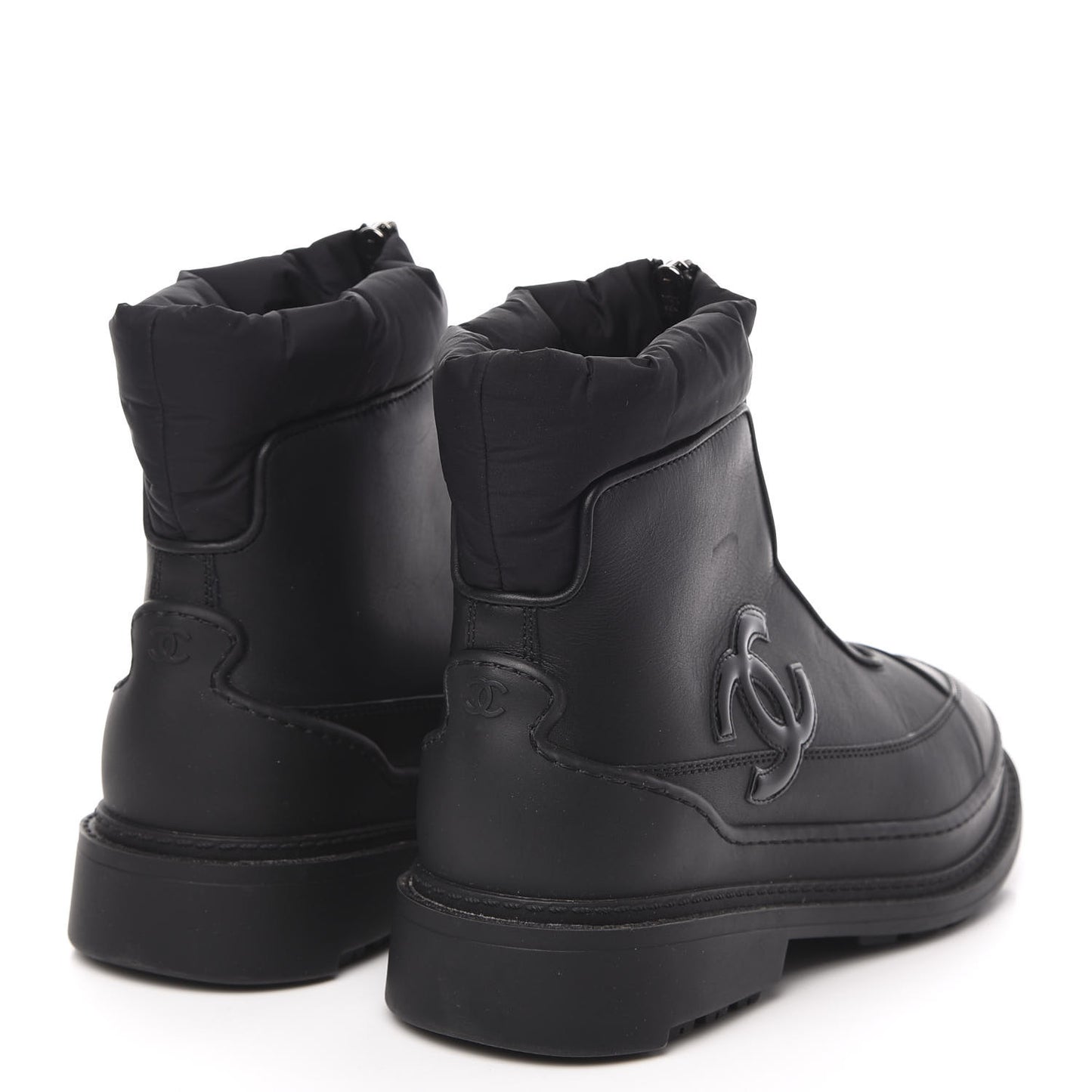 Calfskin Nylon CC Ankle Snow Boots 35.5 Black