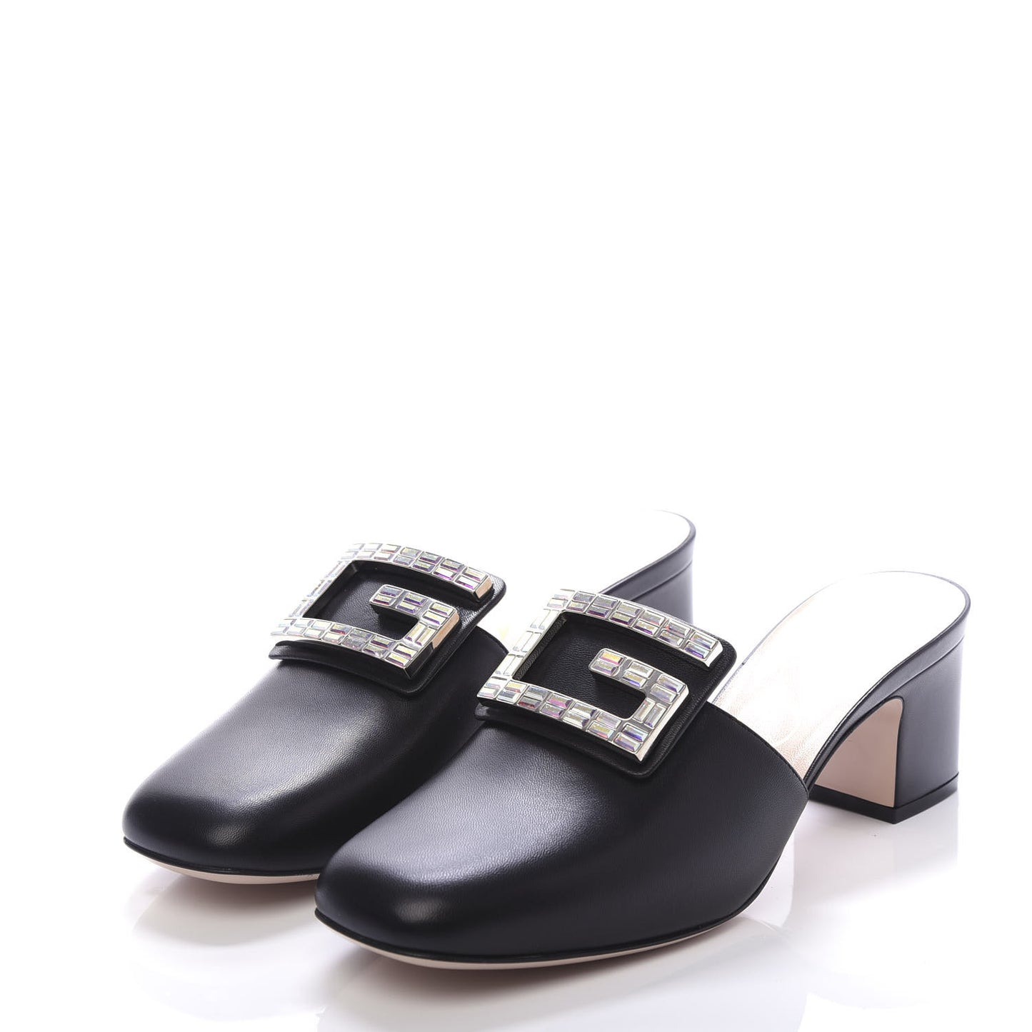 Malaga Kid Crystal Square G Madelyn Mules 38 Black