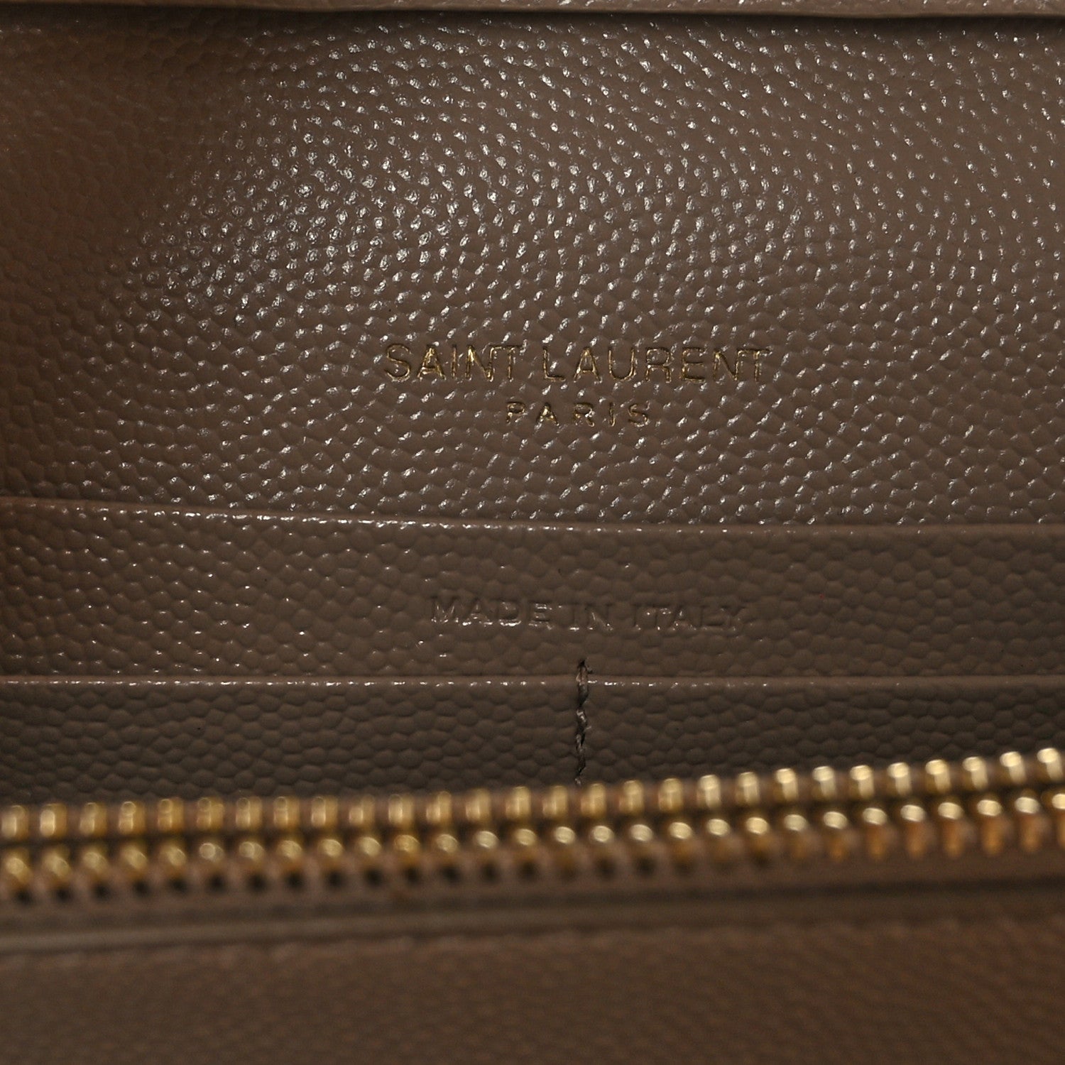 Saint Laurent Grain De Poudre Matelasse Chevron Monogram Chain Wallet Dark Beige 6 of 9